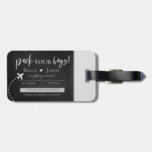 Minimalistisch pakket dat je gebruikt om de datum  bagagelabel (Achterkant horizontaal)