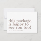 Minimalistisch pakket leuk je te zien beige zakeli bedankkaart (Voorkant)