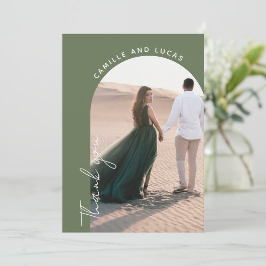 Minimalistisch palmbos bruiloft Dank u wel Kaart (Staand voorkant)