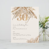 Minimalistisch Pampas Gold 30e verjaardagsfeestje  (Staand voorkant)