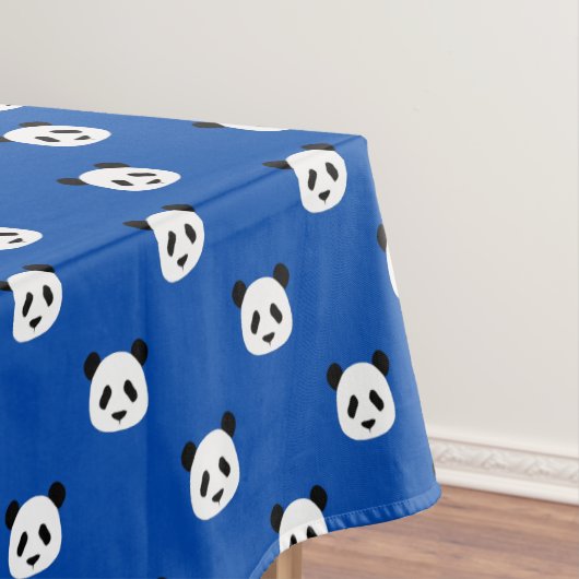 Minimalistisch Panda Patroon - Kobalt Blue Tafelkleed (Voorbeeld)