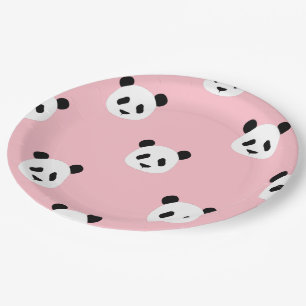 Minimalistisch Panda Patroon - Roze Papieren Bordje