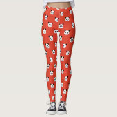 Minimalistisch Panda Pattern - Chili Red Leggings (Voorkant)