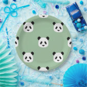 Minimalistisch Panda Pattern - Sage Green Papieren Bordje (Feest)