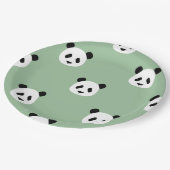 Minimalistisch Panda Pattern - Sage Green Papieren Bordje (Gekanteld)
