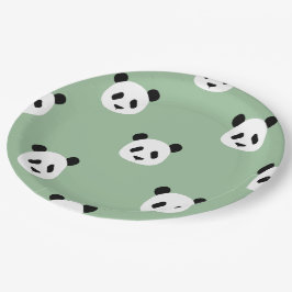Minimalistisch Panda Pattern - Sage Green Papieren Bordje