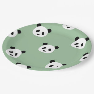 Minimalistisch Panda Pattern - Sage Green Papieren Bordje