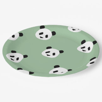 Minimalistisch Panda Pattern - Sage Green Papieren Bordje