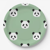 Minimalistisch Panda Pattern - Sage Green Papieren Bordje (Voorkant)