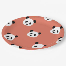 Minimalistisch Panda Pattern - Terracotta Red Papieren Bordje