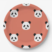 Minimalistisch Panda Pattern - Terracotta Red Papieren Bordje (Voorkant)