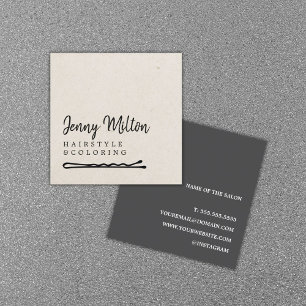 Minimalistisch papier beige donkergrijs haar Bobby Vierkante Visitekaartje