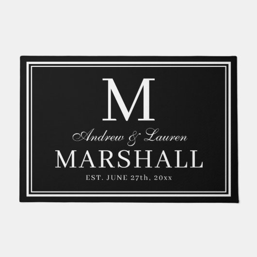 Minimalistisch Pas getrouwd paar monogram alleen g Deurmat (Voorkant)