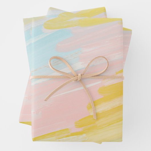 Minimalistisch pasteelolie Roze geel blauw Inpakpapier Vel (In situ)