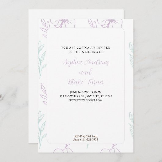 Minimalistisch pasteien voor Paars en groen veulen Kaart (Voorkant / Achterkant)