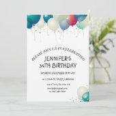 Minimalistisch Pastel Ballonnen Verjaardagsfeest Kaart (Staand voorkant)