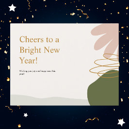 Minimalistisch pastel en goud Abstract nieuwjaar Feestdagenkaart