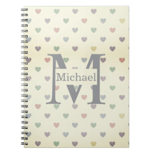Minimalistisch Pastel Hart Patroon Aangepaste Mono Notitieboek