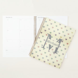 Minimalistisch Pastel Hart Patroon Aangepaste Mono Planner