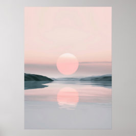 Minimalistisch Pastel Lake Sunset landschap Poster