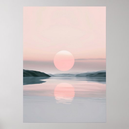 Minimalistisch Pastel Lake Sunset landschap Poster (Voorkant)