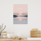 Minimalistisch Pastel Lake Sunset landschap Poster (Keuken)