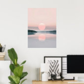 Minimalistisch Pastel Lake Sunset landschap Poster (Thuiskantoor)