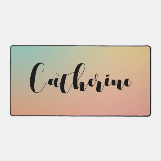 Minimalistisch pastel regenboog handschrift script bureaumat (Voorkant)