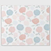 Minimalistisch Pastel Roze Wit Bloemmotief Cadeaupapier (Vlak)