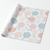 Minimalistisch Pastel Roze Wit Bloemmotief Cadeaupapier (Uitgerold)