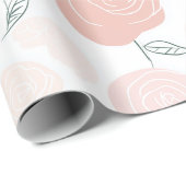 Minimalistisch Pastel Roze Wit Bloemmotief Cadeaupapier (Rol Hoek)