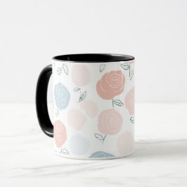 Minimalistisch Pastel Roze Wit Bloemmotief Mok