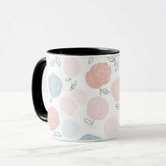 Minimalistisch Pastel Roze Wit Bloemmotief Mok