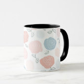 Minimalistisch Pastel Roze Wit Bloemmotief Mok (Voorkant rechts)