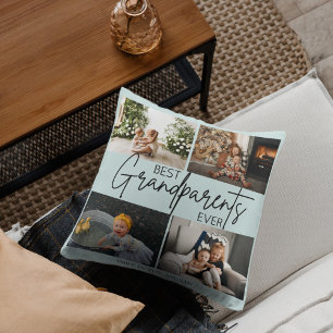 Minimalistisch pastelblauw Beste grootouders Foto Kussen