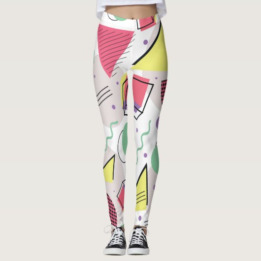 Minimalistisch pastelgeometrisch patroon leggings (Voorkant)
