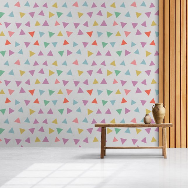 Minimalistisch pastelkleurig driehoekspatroon behang (Creator heeft geüpload)