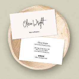 Minimalistisch pastroze, handtekenscript, bus visitekaartje