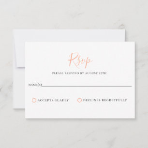 Minimalistisch peach Bellini Weddenschap RSVP-kaar RSVP Kaartje