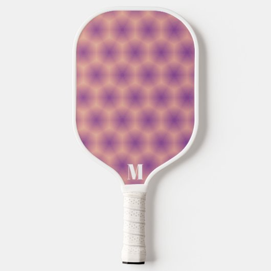 Minimalistisch peach en Paars modern monogram Pickleball Paddle (Achterkant)