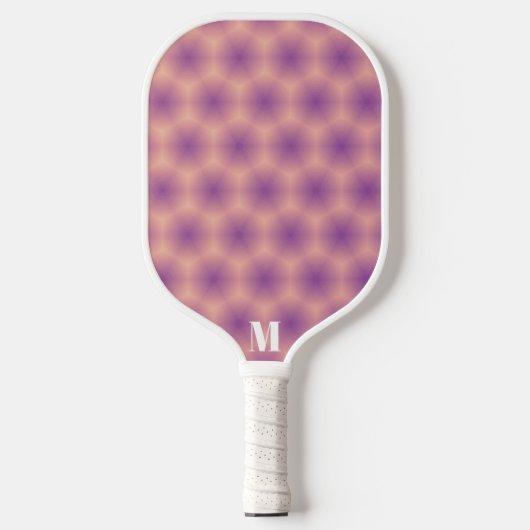 Minimalistisch peach en Paars modern monogram Pickleball Paddle (Voorkant)