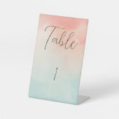 Minimalistisch Peach & Turquoise Trouwtafel nummer Reclamebord Met Voetstuk (Voorkant)