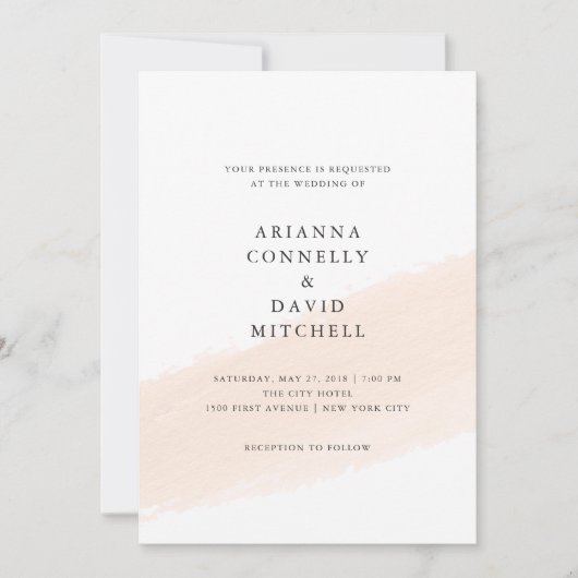 Minimalistisch penseel | Blush Pink Stripe Weddens Kaart (Voorkant)