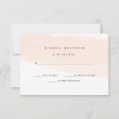 Minimalistisch penseel | Blush Pink Stripe Wedding RSVP Kaartje (Voorkant)