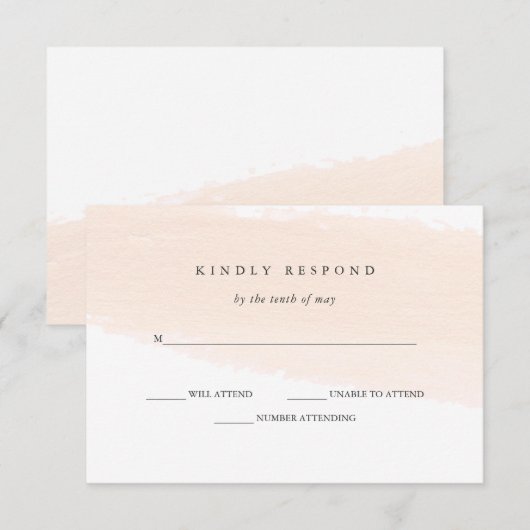 Minimalistisch penseel | Blush Pink Stripe Wedding RSVP Kaartje (Voorkant / Achterkant)