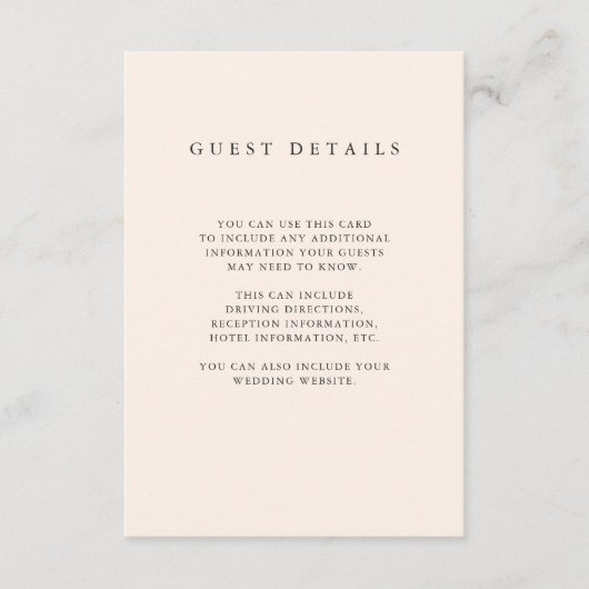 Minimalistisch penseel | Blush roze gastinformatie Informatiekaartje (Voorkant)