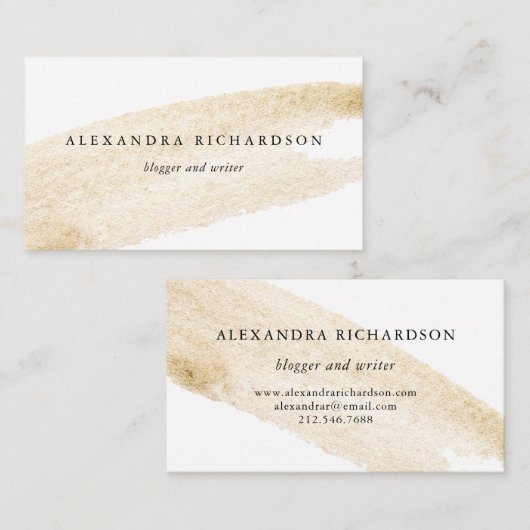Minimalistisch penseel | Soft Faux Gold Stripe Visitekaartje (Voorkant / Achterkant)