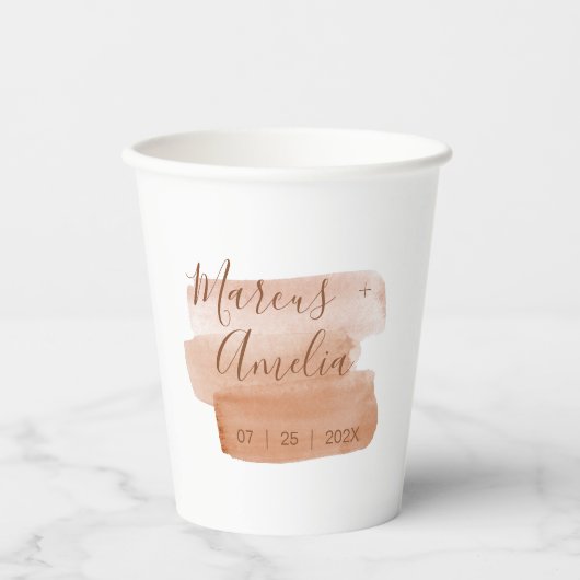 Minimalistisch penseel voor moderne Waterverf Papieren Bekers (Voorkant)