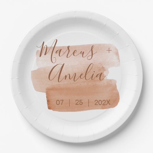 Minimalistisch penseel voor moderne Waterverf Papieren Bordje (Voorkant)