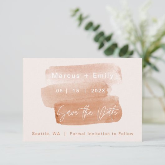 Minimalistisch penseel voor moderne Waterverf Save The Date (Staand voorkant)